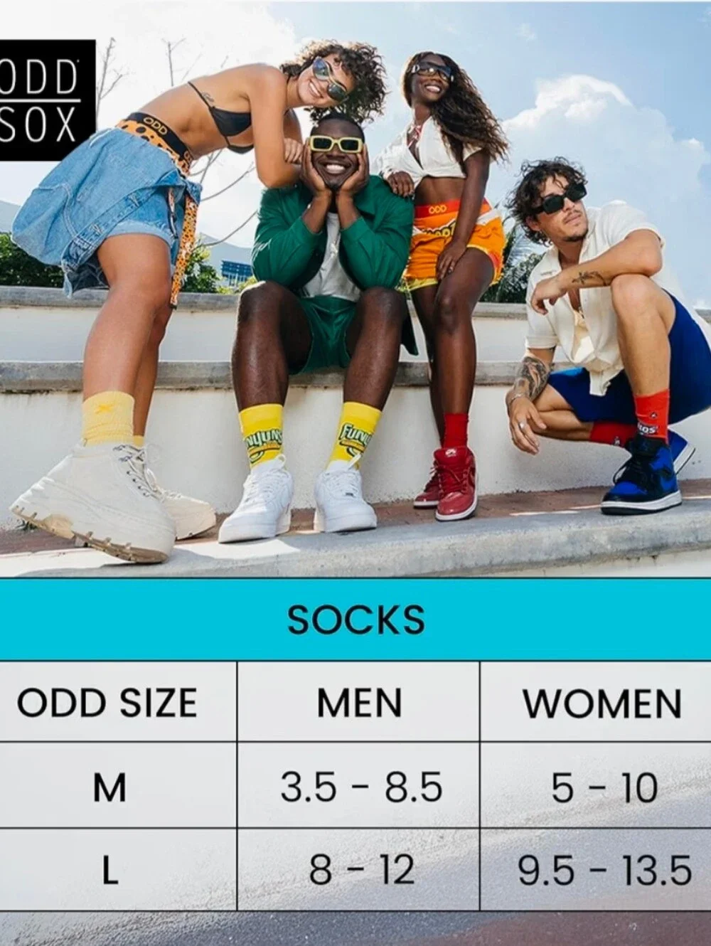 Size Medium 8 Pack Crazy Odd Sox Crew Cotton Blend Socks Ruffles Snacks Food Etc